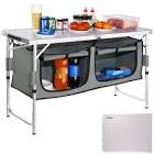 VEVOR Camping Kitchen Table, Quick set-up Folding Camping Table, 3 Adjustable Heights, MDF Camping Table, Ideal for Outdoor Picnics, BBQs, Camping, RV Traveling