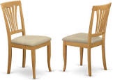 East West Furniture AVC-OAK-C Avon Kitchen Dining Chairs - Linen Fabric Upholstered Solid Wood Chairs, Set of 2, Oak