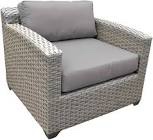 TK CLASSICS CLUB CHAIR, GREY WICKER/GREY CUSHION 