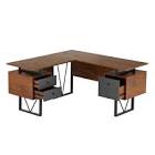 Reversible L Shaped Computer Desk With Drawer Cabinet