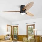 Kemp 56'' Ceiling Fan with 3 Solid Wood Blades, Dimmable Light & Remote Control