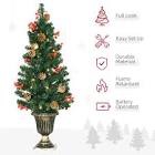1'10" H Green Pine Christmas Tree with 35 LED Color Changing Lights and Pinecones