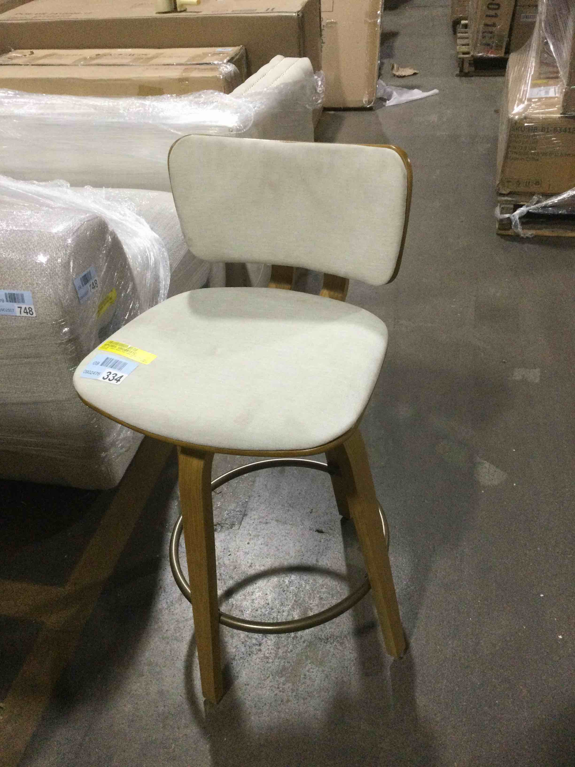 MID CENTURY COUNTER STOOL, NATURAL/WHITE 