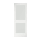 eightdoors 36 in. x 80 in. x 1-3/8 in. 2-Lite Solid Core Frosted Glass Shaker White Primed Wood Interior Door Slab