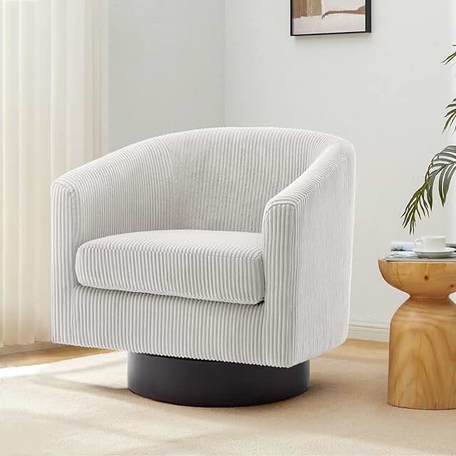 Annerike Upholstered Swivel Barrel Chair with Ottoman