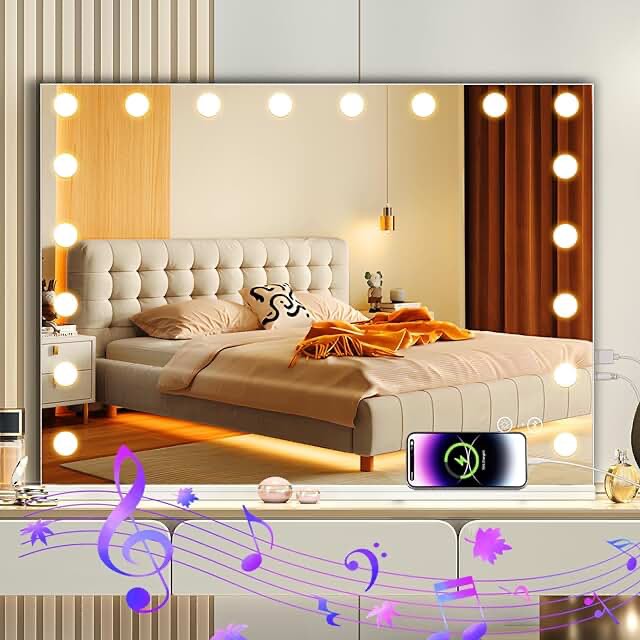 Torkelson Elegant Vanity Mirror with Dimmable LED Bulbs and USB Ports