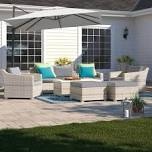 Bannister 8 Piece Rattan Sofa Seating Group With Cushions 1/8