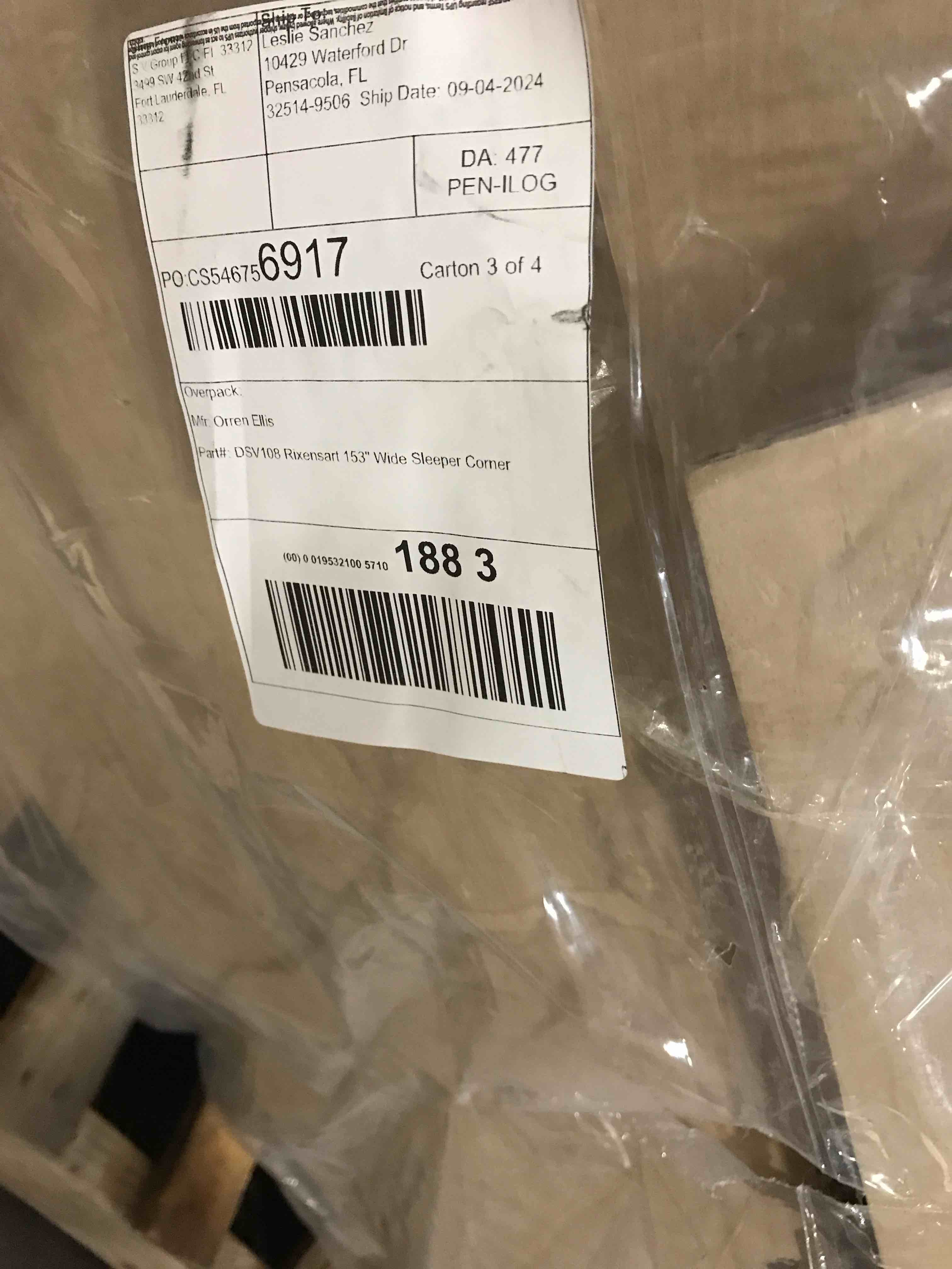 Part # DSV108 Orren Ellis Rixensart 153" wide sleeper corner ( 3 OF 4) (unsure of which corner in picture??) SIMILAR