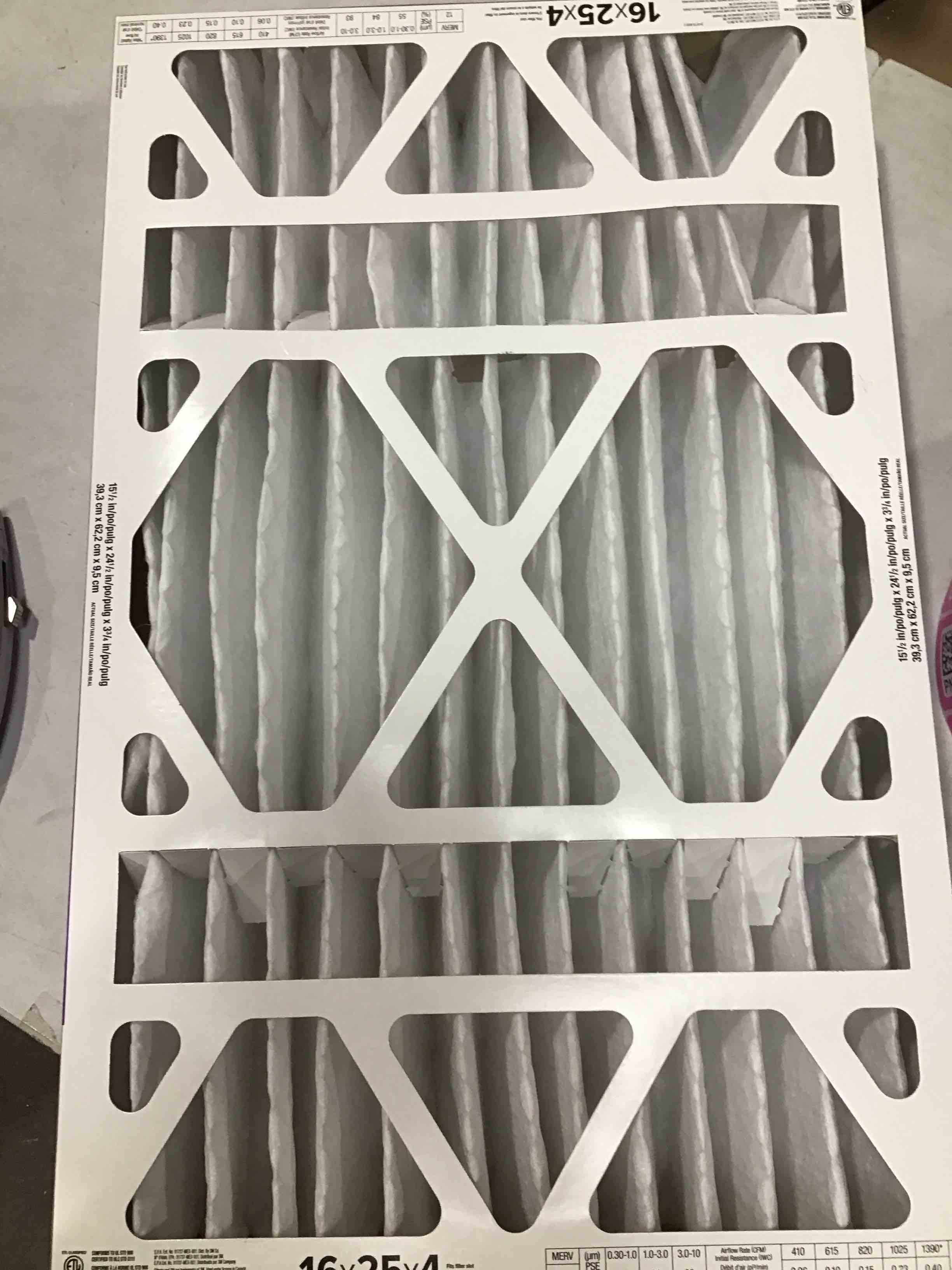  3M filter slim fit 16 x 25 x 4 (2)