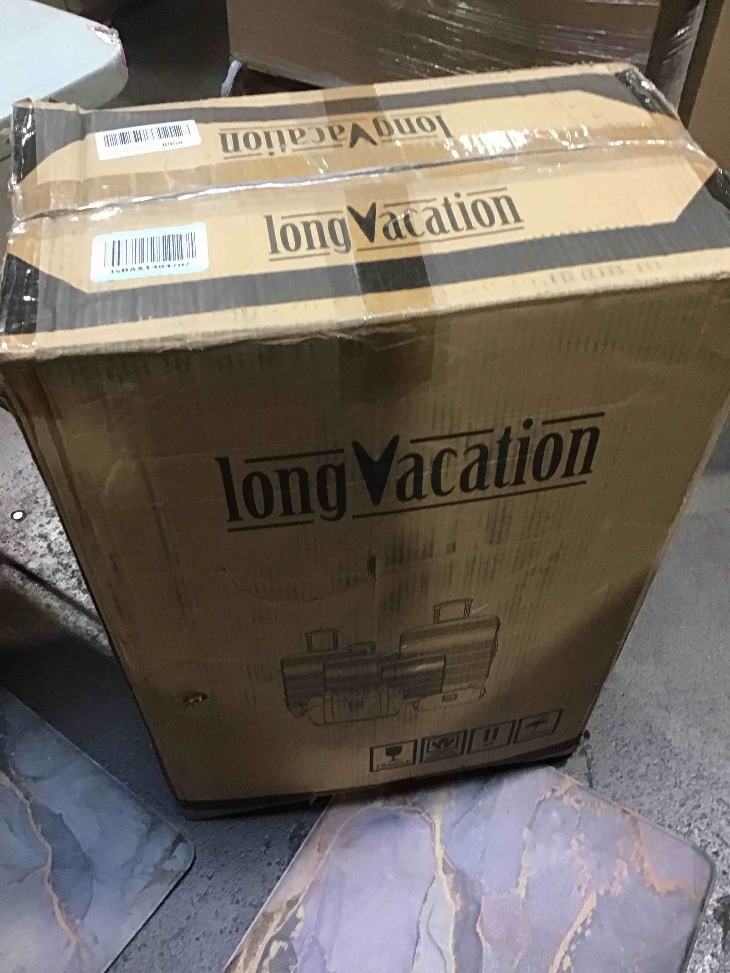 LONG VACATION Luggage Set 4 Piece ABS Hardshell Suitcase with TSA Lock Spinner Wheels Lightweight Carry on Luggage (6 piece set, BLACK-BROWN)