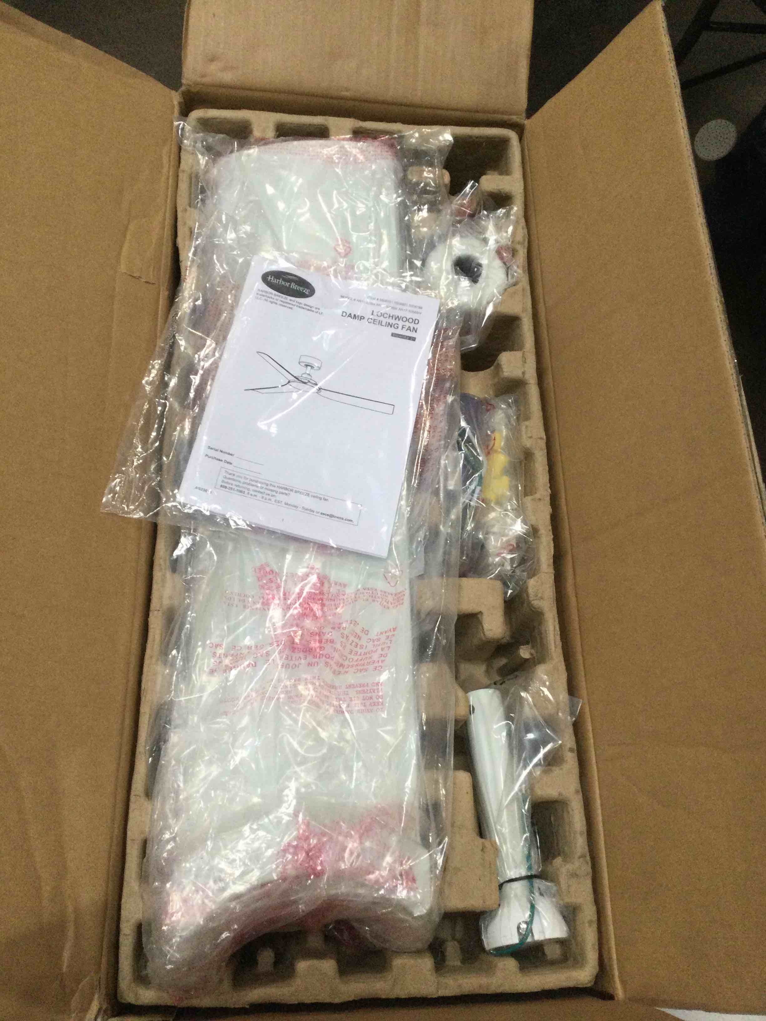 Harbor breeze 52 inch Lockwood matte white damp ceiling fan***SIMILAR***