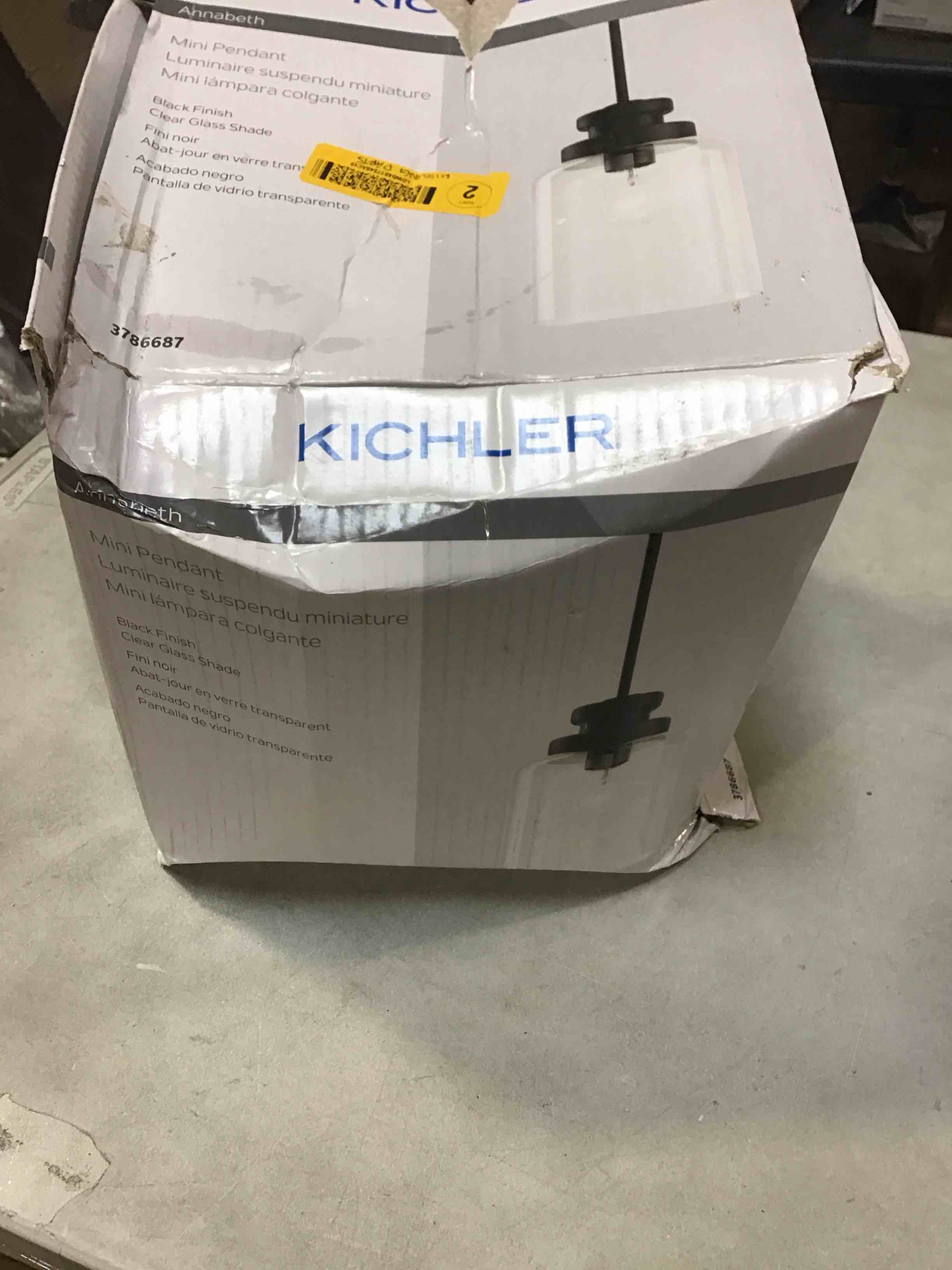 Kichler mini pendant black finish clear glass shade