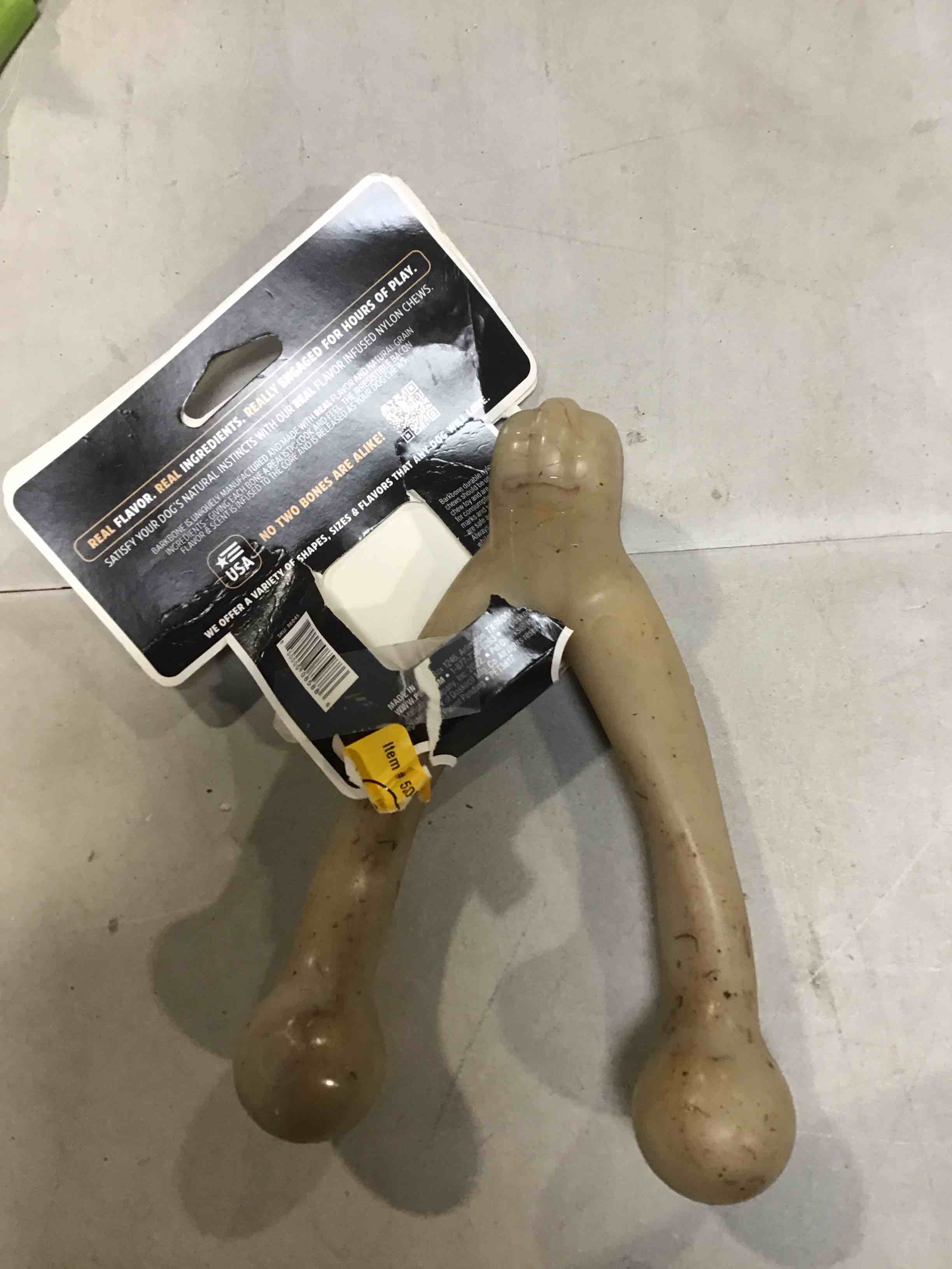 Pet Qwerks Wishbone BarkBone - Nylon Chew Toy for Aggressive Chewers - Bacon Flavor - 6.75" Bacon 6.75"