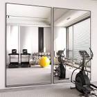 Vertell Oversize Rectangle Full Length Mirror Metal Mirror for GYM/ Bedroom with Stand