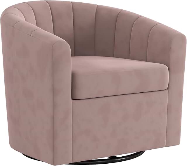 Boney 29" Wide Tufted Faux Leather Barrel Small Swivel Chair