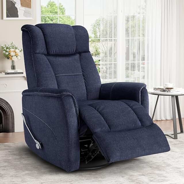 Breasha 39.7" Wide Manual Upholstered Swivel Rocker Recliner