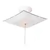 2-Light White Ceiling Square Mount Light Fixture with Pullchain