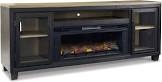 Foyland Brushed Black And Dusty Grayish Brown 83 Inch TV Stand With Electric Fireplace SIMILAR TO LOT PHOTO 