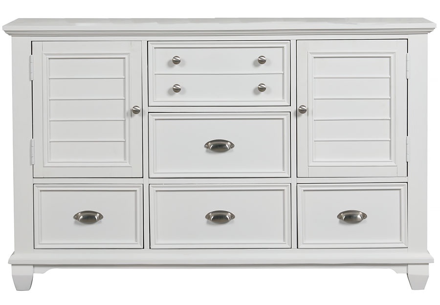 New Classic Jamestown White Five Drawer Two Door Dresser