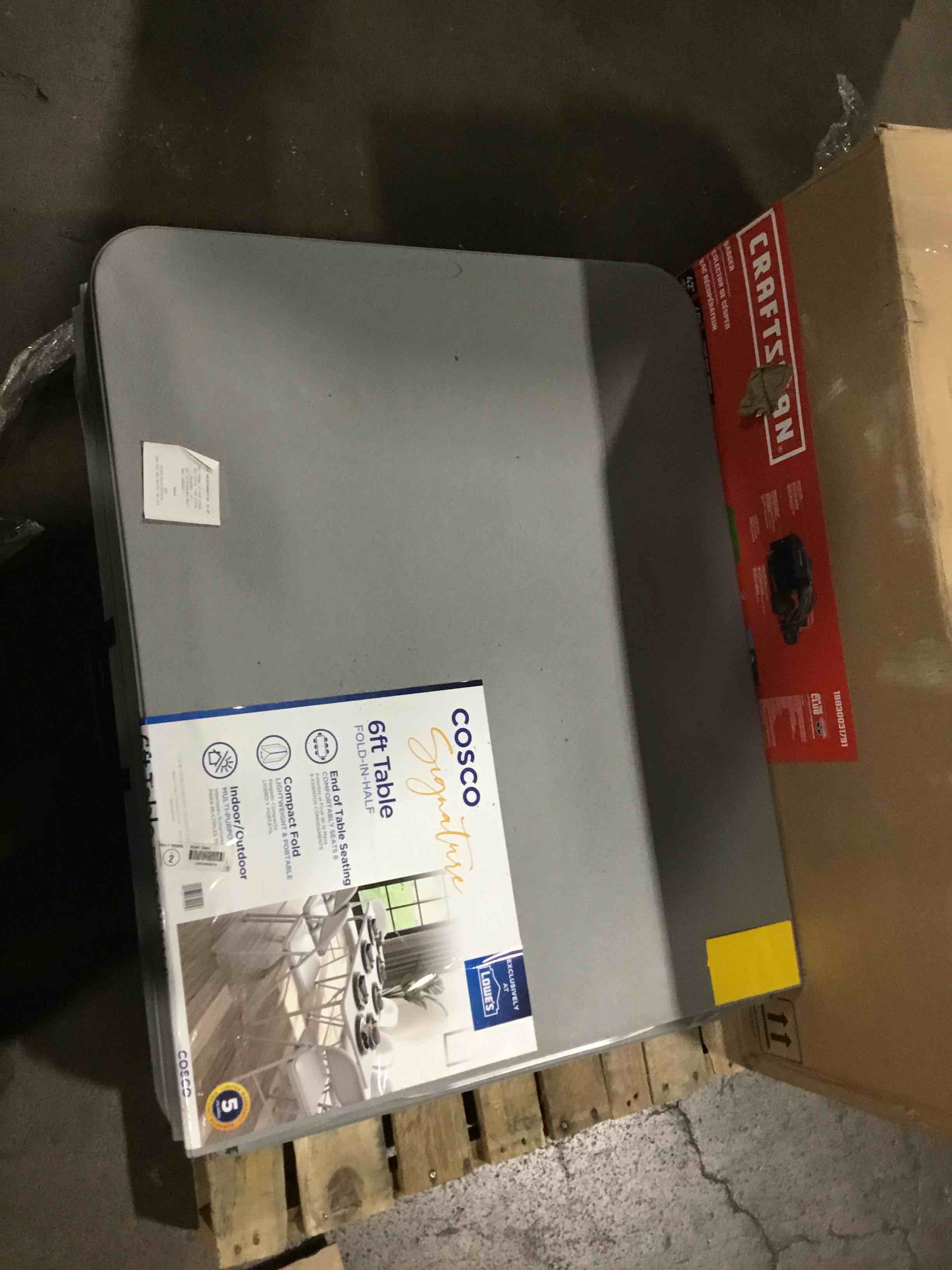 COSCO Molded Folding Banquet Table w/Handle, 6ft, grey