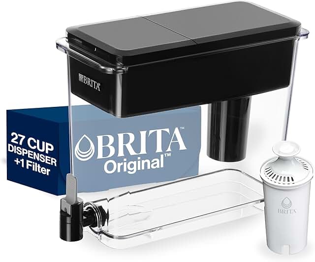 Brita UltraMax Large Water Dispenser With Standard Filter, BPA-Free, Replaces 1,800 Plastic Water Bottles a Year, Lasts Two Months or 40 Gallons, Includes 1 Filter, Kitchen Accessories, Large - 27-Cup