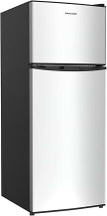 Hisense Small Refrigerator with Freezer, 4.0 Cu.Ft, Samll Fridge with Freezer, 5 Settings Temperature Adjustable, 2 Doors, Compact Refrigerator for Apartment Bedroom Dorm and Office, Silver