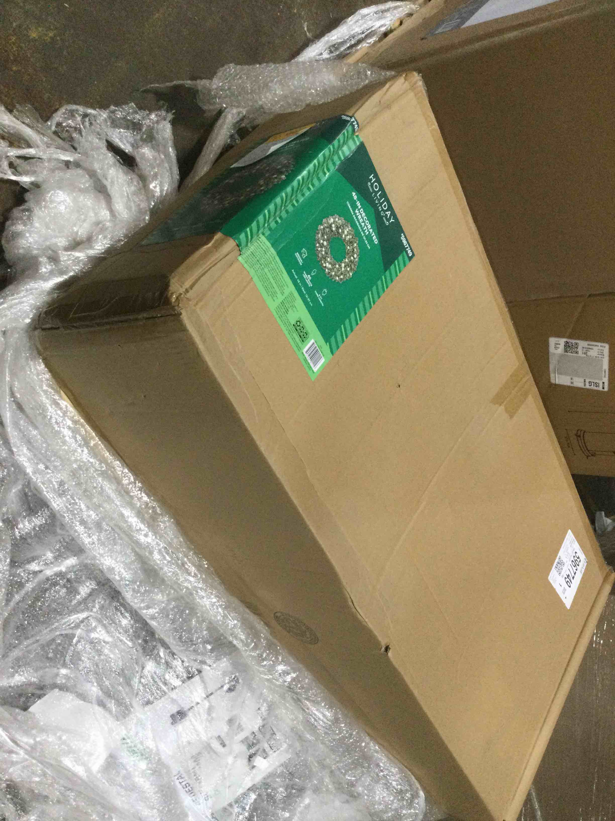 National Tree Company Pre-Lit Artificial Christmas Wreath, Green, Wintry Pine, White Lights, Decorated with Pine Cones, Berry Clusters, Frosted Branches, Christmas Collection, 48 Inches