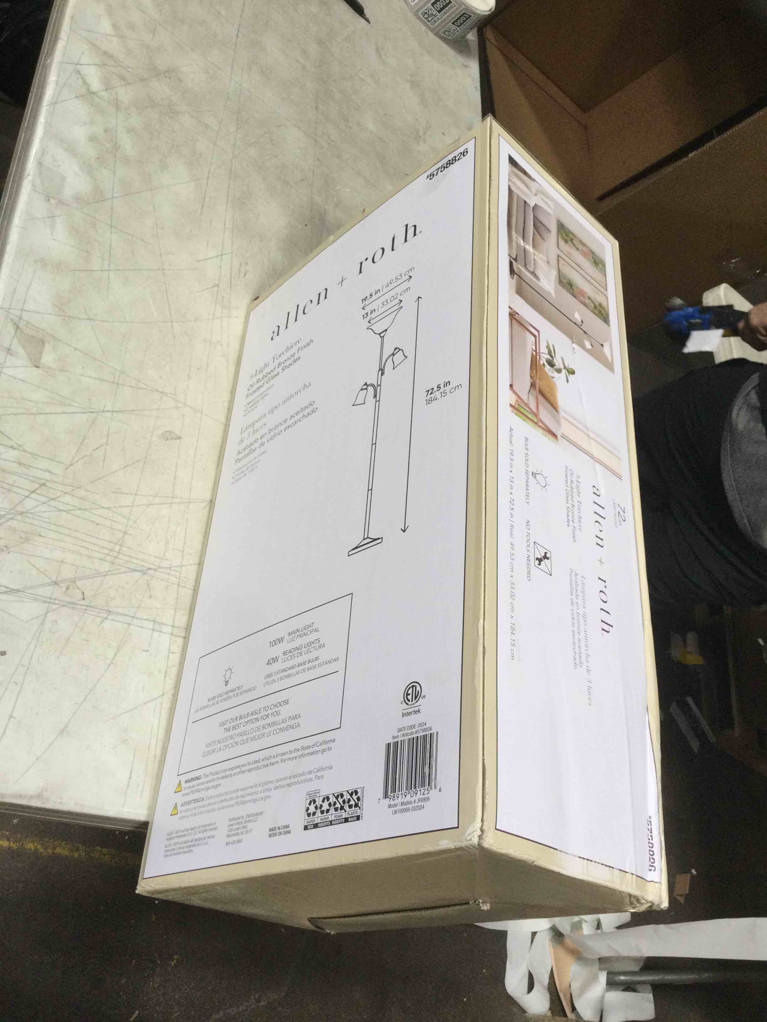 Elegant Designs LF2002-RBW 3 Light Scalloped Glass Floor Lamp, Restoration Bronze/White