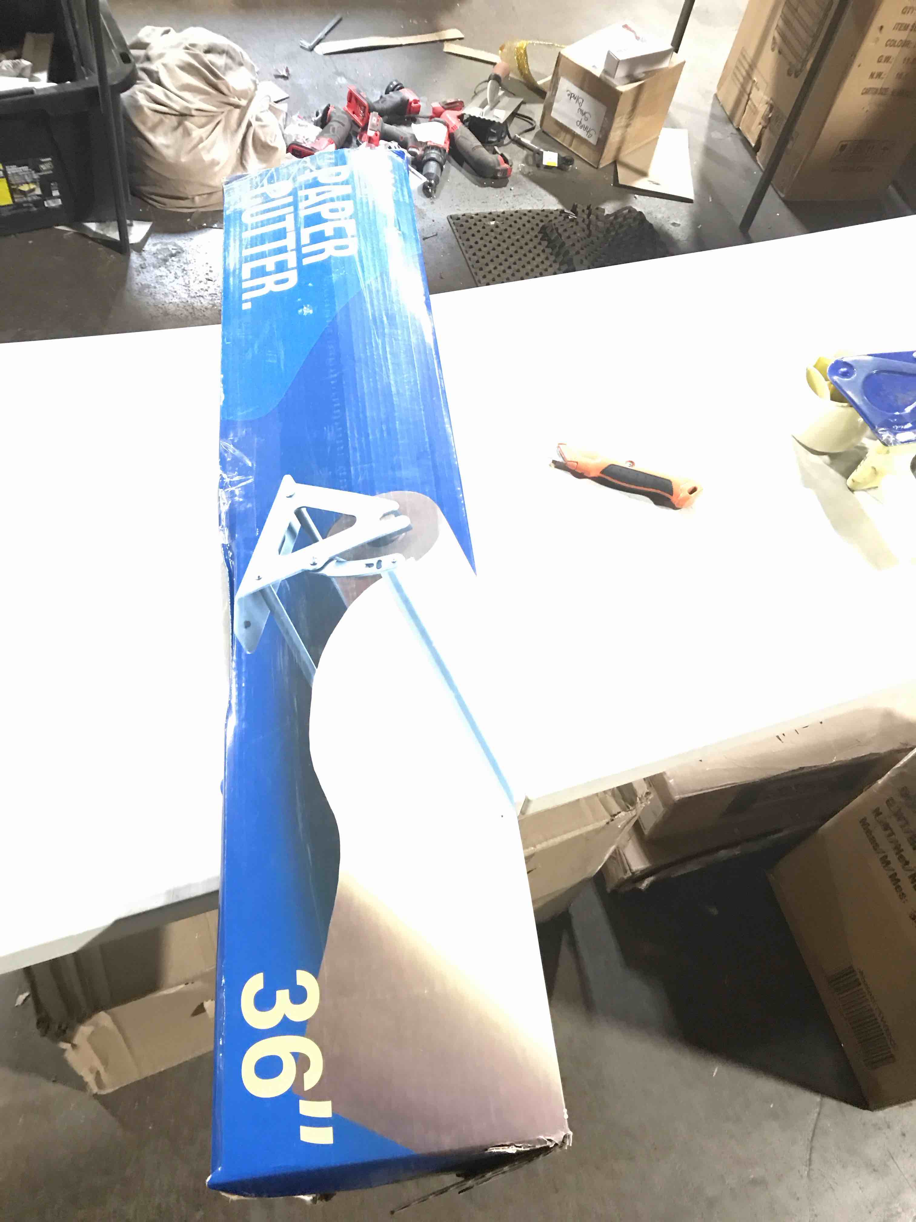 DIY Crew 36 paper cutter DIY Crew 36 Inch Paper Roll Dispenser and Cutter - Heavy-Duty Wall Mountable, Non Slip Tabletop - Kraft, Freezer, Butcher Paper - Up to 1000ft Rolls