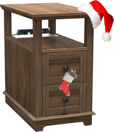 Kaci-Mai 24'' Tall Storage End Table with Built-In Charging Station