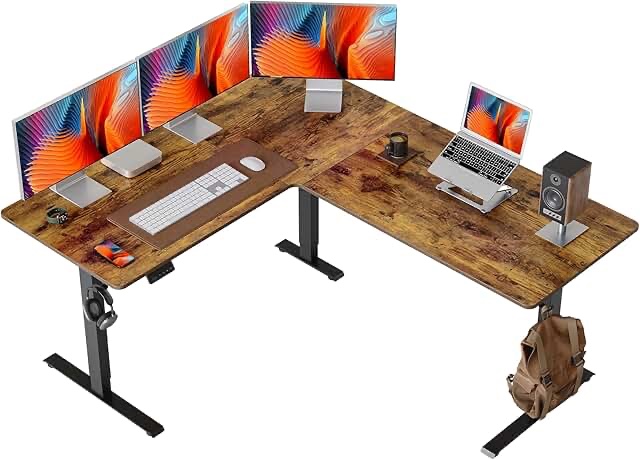 Teton 62.99'' L Shaped Standing Desk Adjustable Height Large Gaming Desk with Monitor Stand