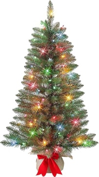 3' H Slender Green Fir Frosted Christmas Tree with 70 Lights