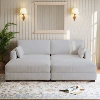 ***SIMILAR** White Curduroy Sofa 