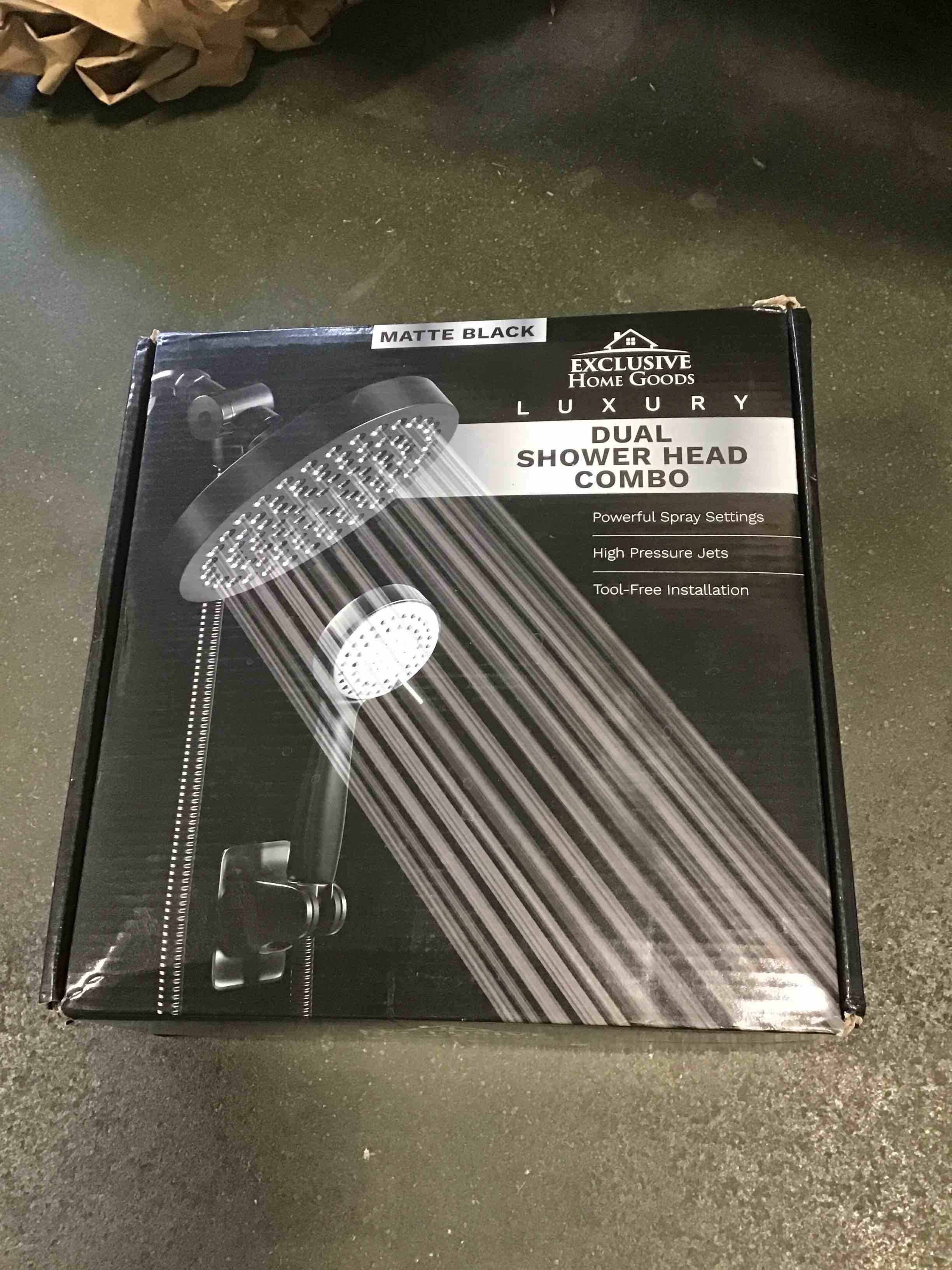 High Pressure Rainfall Shower Head and Handheld Shower Sprayer Combo, 1.8 GPM Matte Black