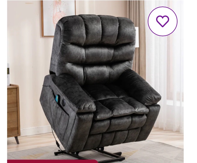 39.4" Wide Super Soft and Oversize Velvet Power Lift Assist Recliner Chair with Massage Heating & Cup holders & USB)Box 3 of 3)