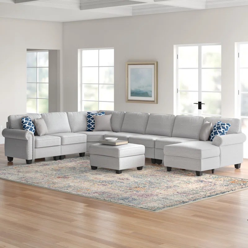 Ketterer 8 - Piece Upholstered Sectional (beige color)(left arm chair only)