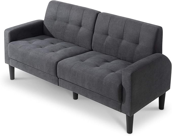 Vongarsig 63" Modern Loveseat Sofa Couch, Mid-Century Upholstered Fabric 2-Seat Sofa for Living Room, Bedroom, Apartment, Dark Grey(Box 2 of 2)