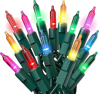 PREXTEX Christmas String with Green Wire - 100 Count, 20 Ft Multicolored Xmas Lights for Christmas Decorations Indoor and Outdoor - Warm Fairy String, Ideal for Patios, Fences, Holidays