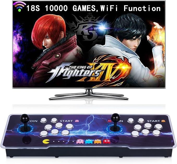 RegiisJoy?10000 Games in 1 ? Arcade Game Console WiFi Function Pandora's Box 18S Classic Retro Game Machine for PC & Projector & TV,1280X720,Search/Hide/Save/Load/Pause Games,Favorite List