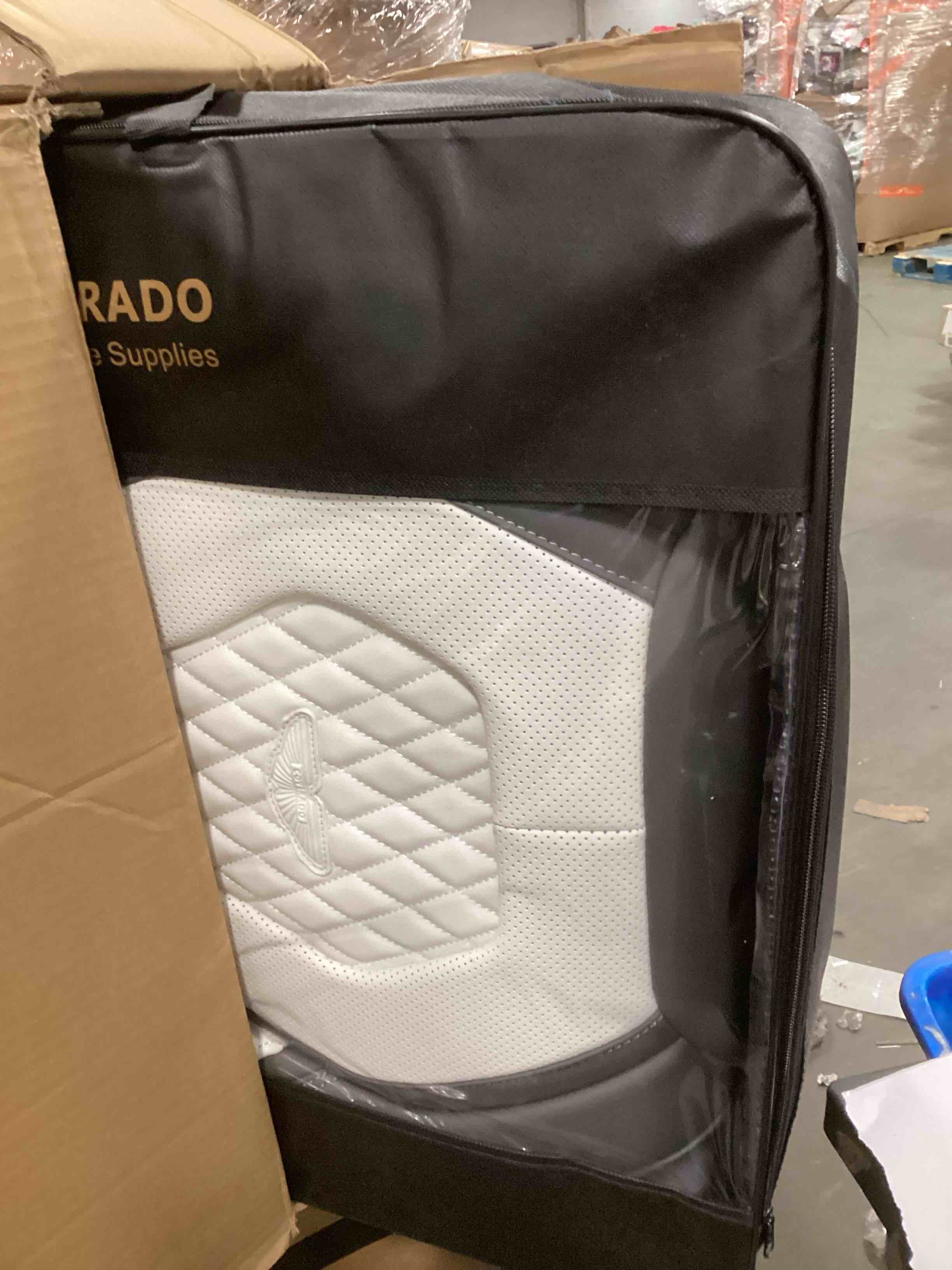 Coverado Leather Seat Covers Full Set, 5 Seats Universal Seat Covers for Cars, Waterproof Luxury Leatherette Seat Cushions, Front and Rear Seat Protectors, Seat Covers Fit for Most Vehicles Gary/White