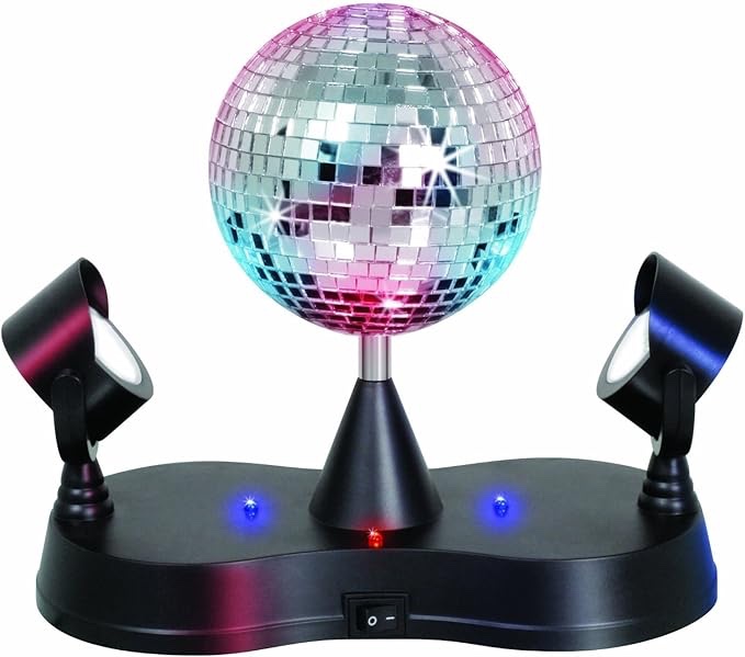 Lightahead LED Peak Due Rotating Mirror Disco Ball with 2 Adjustable LED Light Projector Lamps