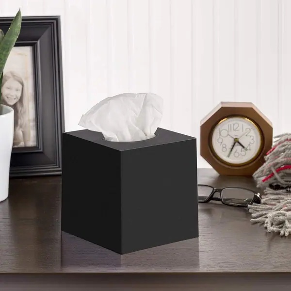 DWLLZA HOME Black Tissue Box Cover Square Set of 2