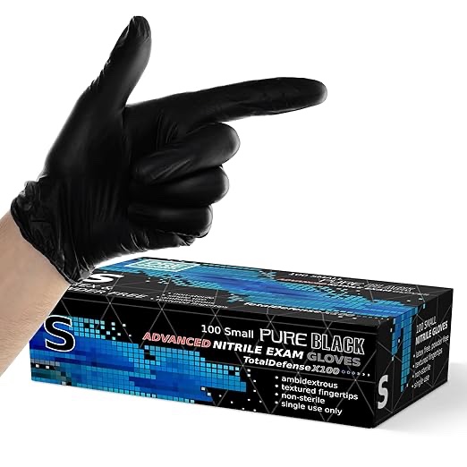Black Disposable Nitrile Gloves Medium - 100 Pack, Medical Exam Gloves, Powder Free, Latex Free Gloves