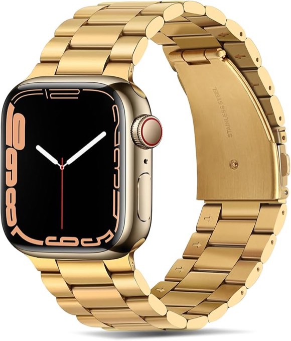 Tasikar Band Compatible with Apple Watch Band 49mm 46mm 45mm 44mm 42mm Premium Stainless Steel Metal Replacement Strap Compatible with Apple Watch Ultra 2 Ultra Series10 9 8 7 6 5 4 3 2 1 SE, Gold
