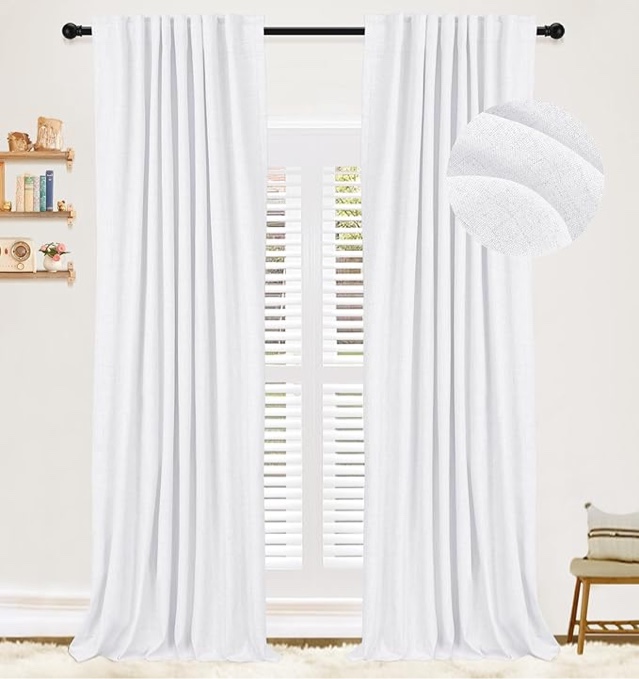 100% Blackout Shield Linen Blackout Curtains 108 inches Long 2 Panels Set, Back Tab/Rod Pocket Thermal Insulated Black Out Curtains for Bedroom/Living Room, 52" W x 108" L, Beach Sand Beach Sand 52"W x 108"L (Pack of 2)