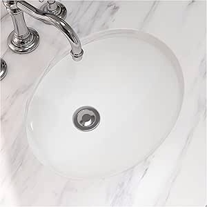 MEJE 17"x14" Oval Shape Undermount Bathroom Vessel Sink , Ceramic White Vanity Top Sink with Overflow