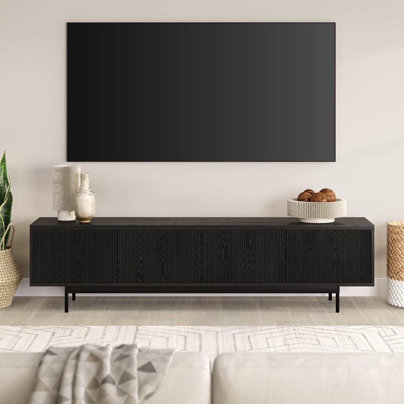 Abbye Rectangular TV Stand for TV's up to 85" in Black Grain