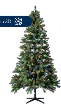 7’ Pre-Lit Duncan Fir Artificial Christmas Tree, Color-Changing LED Lights with Quick Set, by Holiday Time( 121.9cm x 213.4cm)