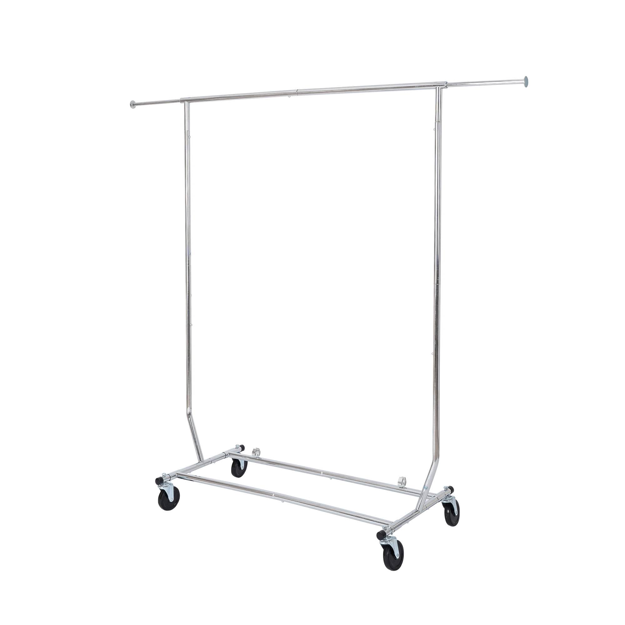 Better Homes & Gardens 100lbs Heavy Duty Folding Adjustable Rolling Garment Rack, Chrome