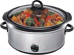 Oval Slow Cooker, 3 Heating Setting, Dishwasher-safe Stoneware Pot and Glass Lid, Sleek Stainless Steel Design